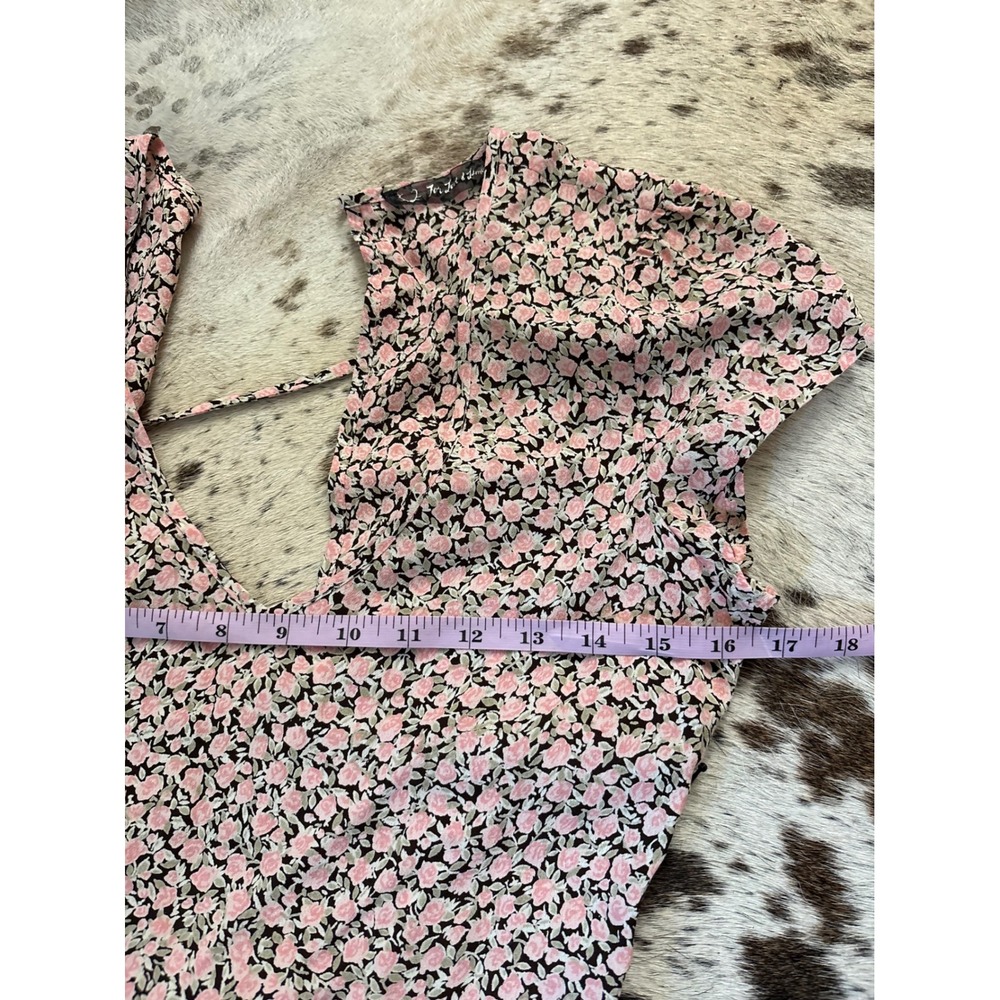 For Love & Lemons Hailey Pink Floral Print Maxi Dress Size Small Slits - Picture 6 of 8